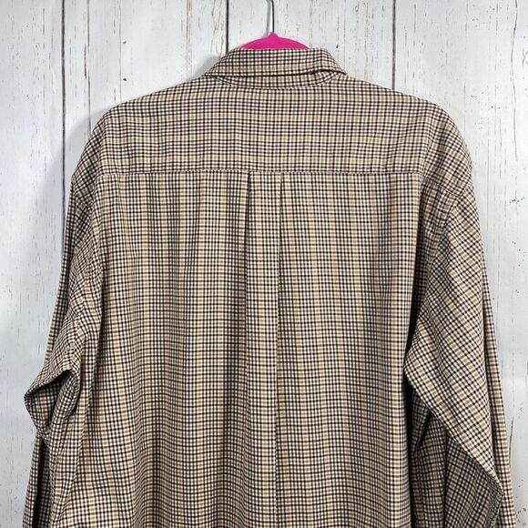 LL Bean Button Up Shirt Men XL Tall Brown Plaid Long Sleeve - Picture 14 of 16